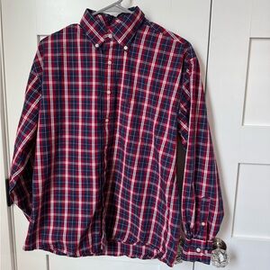 Peach State Pride Red and Blue Plaid Men's Shirt size medium